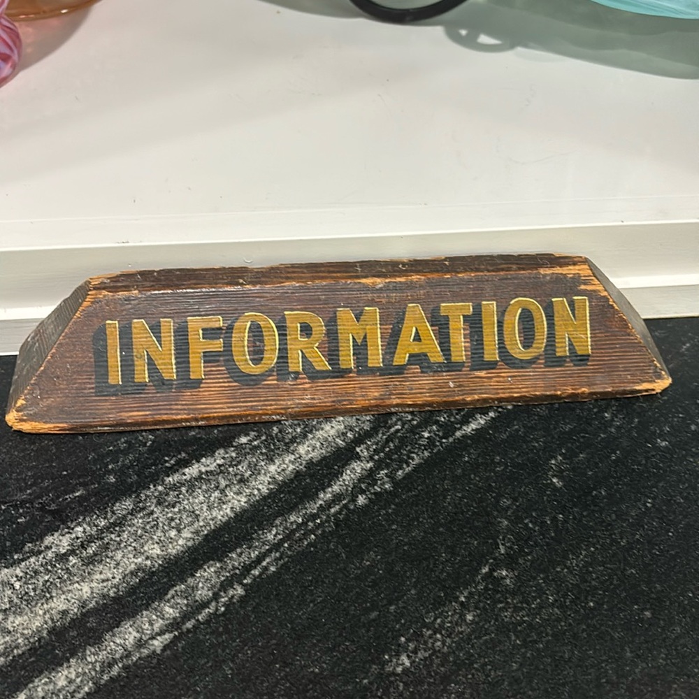 Vintage wooden information sign
